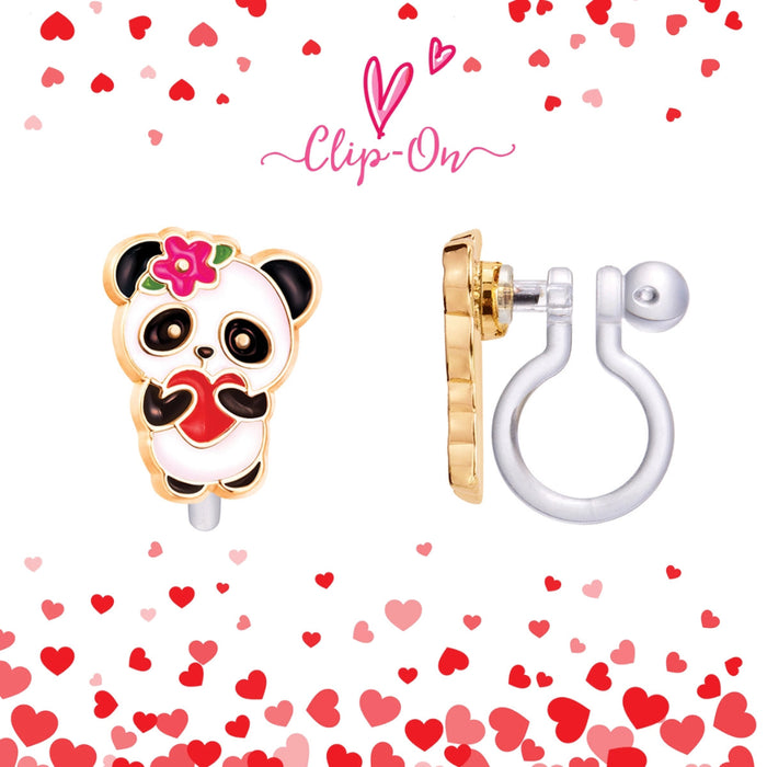 Lasten korvakorut Clip On - Panda Love