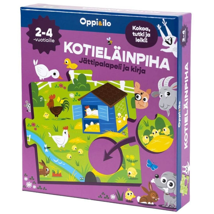 Oppi&ilo Kotieläinpiha palapeli ja kirja 2-4v