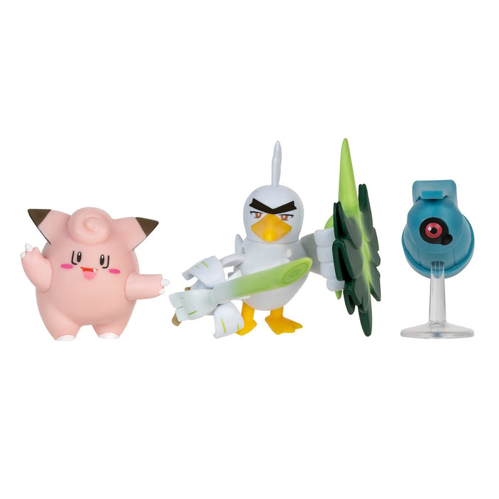 Pokemon Battle figuuri 3-Pack - Beldum + Sirfetch'd + Clefairy