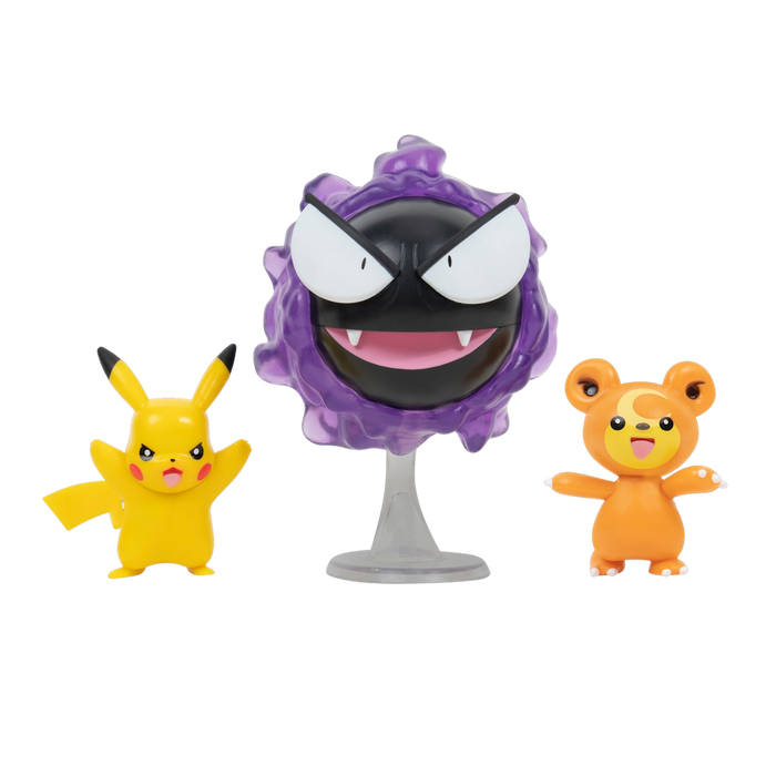 Pokemon Battle figuuri 3-Pack - Pikachu + Teddiursa + Gastly
