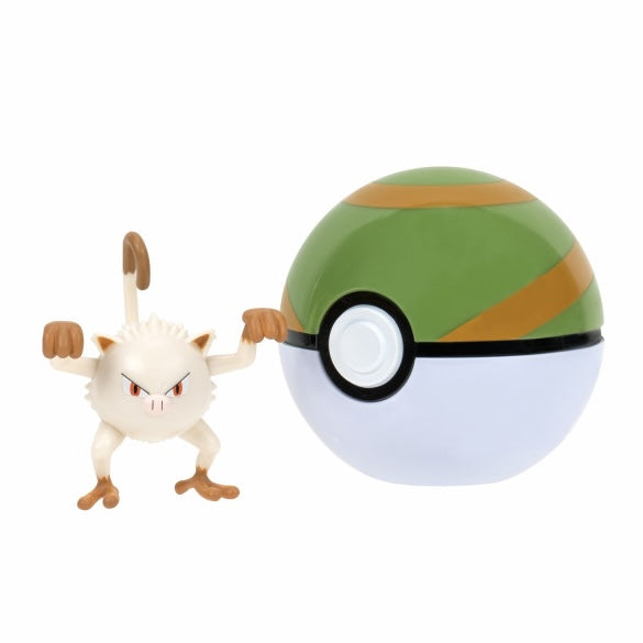 Pokemon Mankey figuuri ja Clip'n' Go - poke pallo