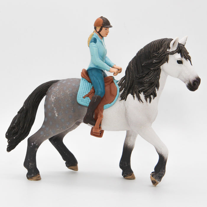 Schleich Andalusian hevonen, satula ja ratsastaja