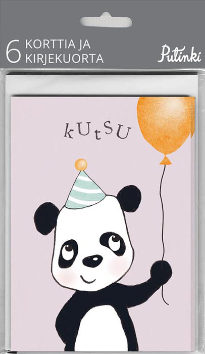 Kutsukortit juhliin - Panda 6kpl