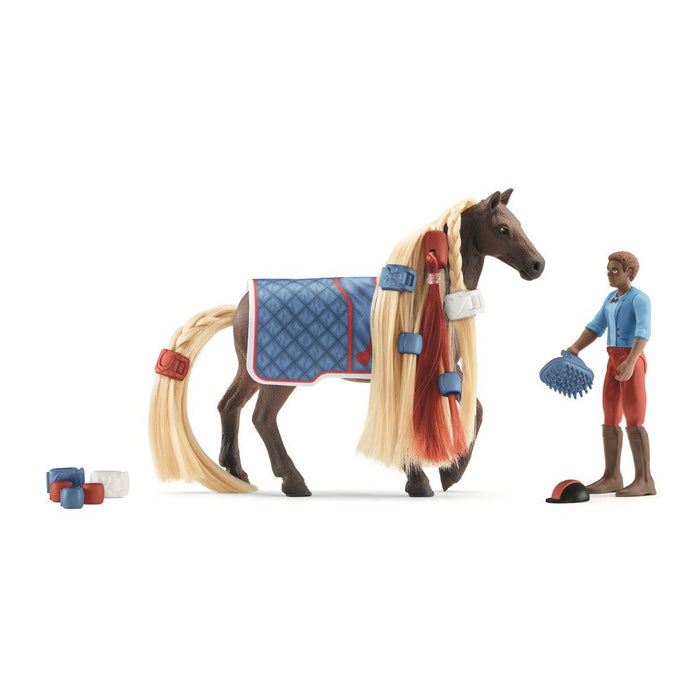 Schleich 42586 Beauty ratsastaja Leo ja Rocky hevonen