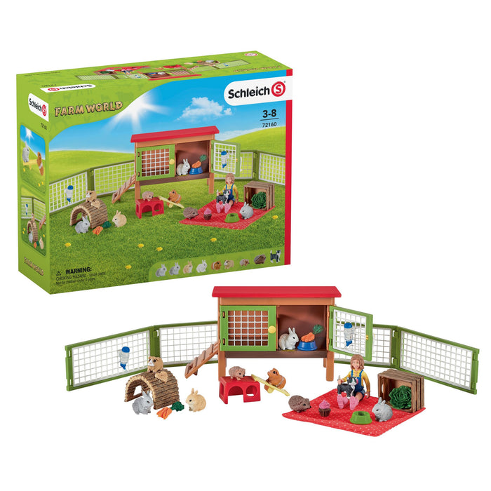 Schleich 72160 Kaninkoppi, Sarah tyttö ja eläin poikaset