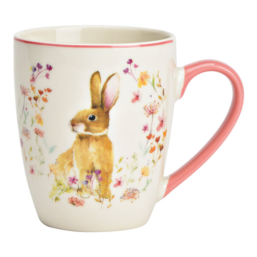 Easter mug with floral decoration made of white po