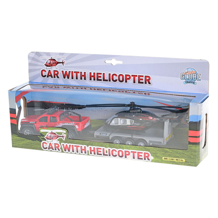 Pick-Up Maastoauto perävaunulla + Helikopteri