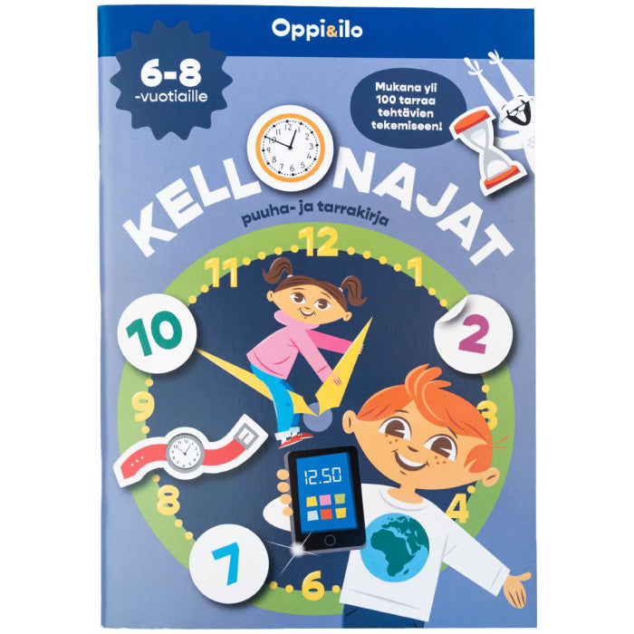 Oppi&ilo Kellonajat puuha- ja tarrakirja 6-8v
