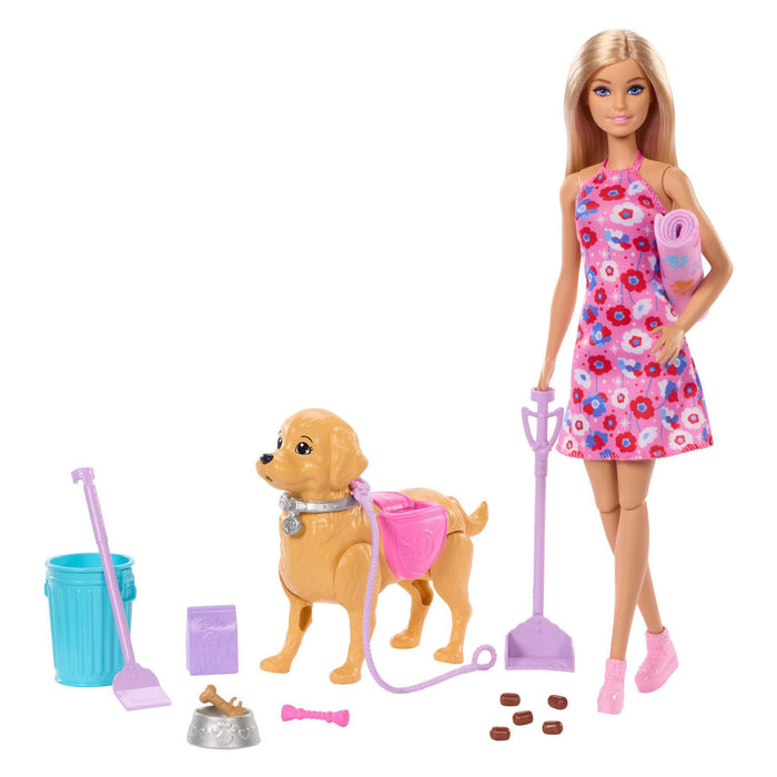 Barbie Walk And Potty nukke ja koira leikkisetti