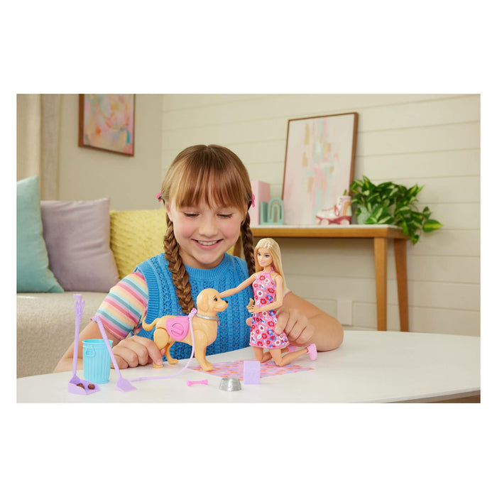 Barbie Walk And Potty nukke ja koira leikkisetti