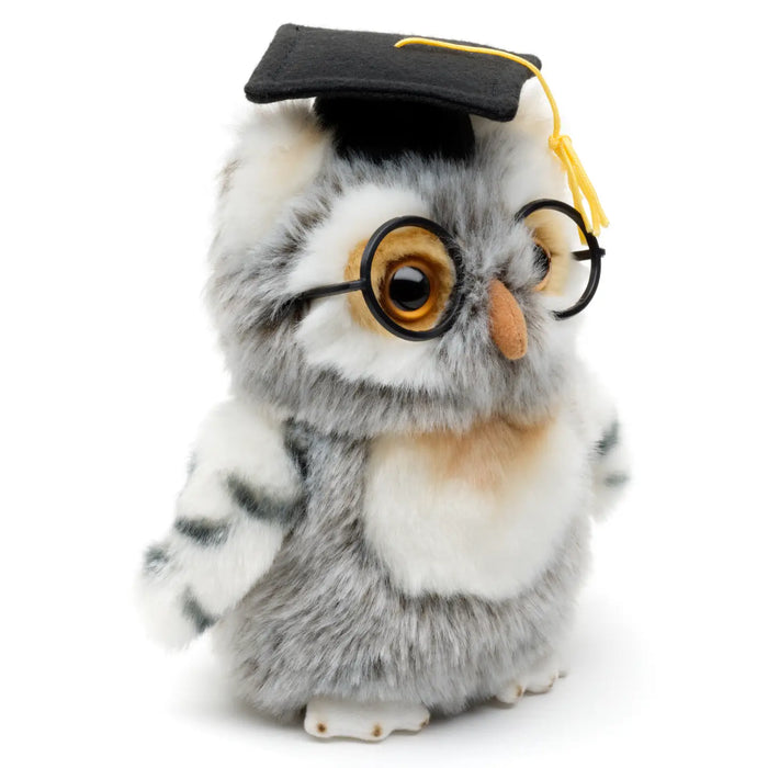 Pöllö tutkintohatulla ja laseilla pehmolelu 18cm