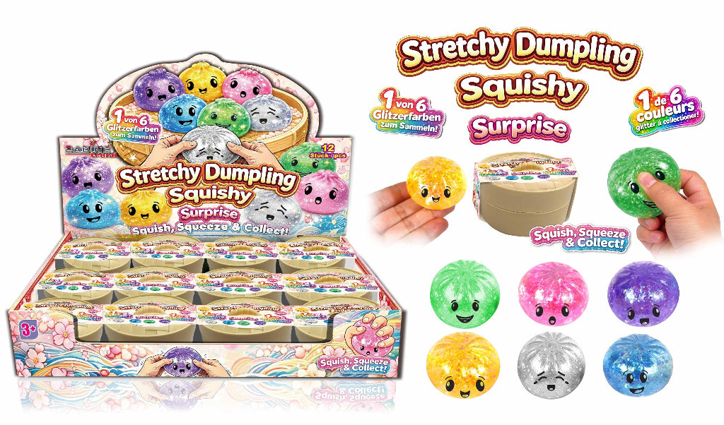 Squeeze Glitter Dumpling 5,5cm yllätys fidget - Ennakkotilaus