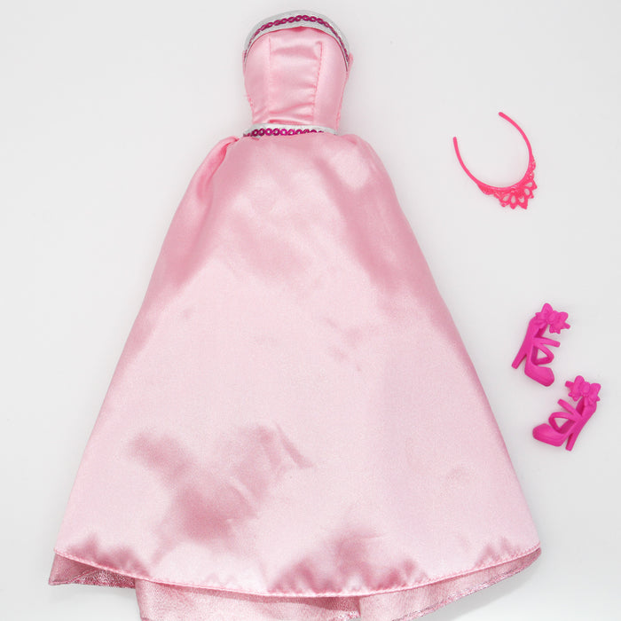 Barbie upea mekko, kengät ja kruunu - Second Hand