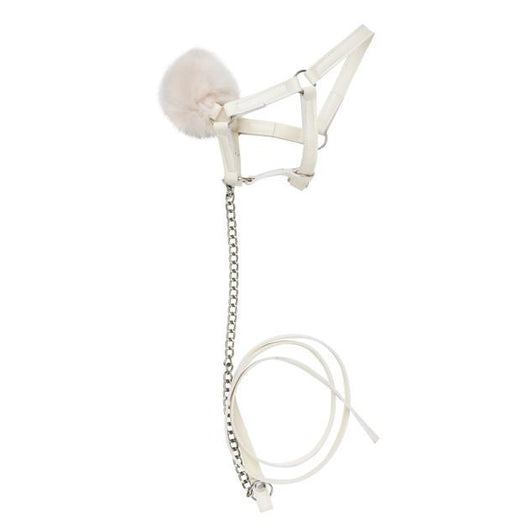 Keppihevosen nahkainen riimu ja riimunaru - valkoinen