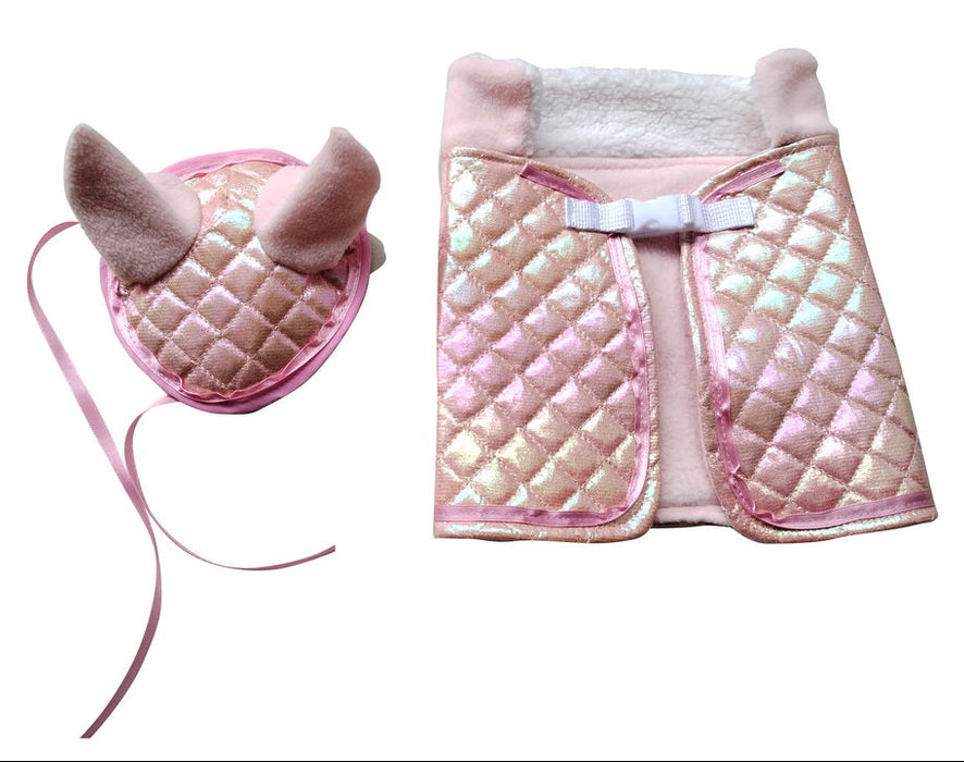 Keppihevosen toppaloimi ja korvahuppu - vaaleanpunainen