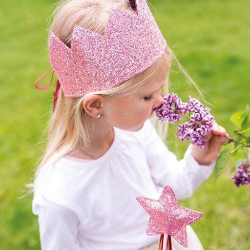 Lasten glitter kruunu ja taikasauva - pinkki