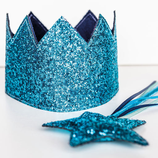 Lasten glitter kruunu ja taikasauva - sininen
