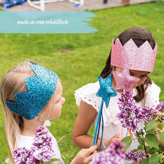 Lasten glitter kruunu ja taikasauva - sininen