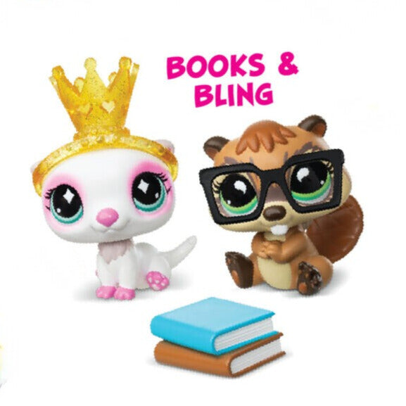Littlest Pet Shop G7 S5 Books & Bling Pet Pair, Majava #417 ja Saukko #418