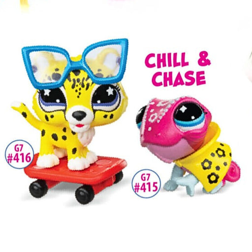 Littlest Pet Shop G7 S5 Chill & Chase Pet Pair, Kameleontti #415 ja Leopardi #416 - Ennakkotilaus