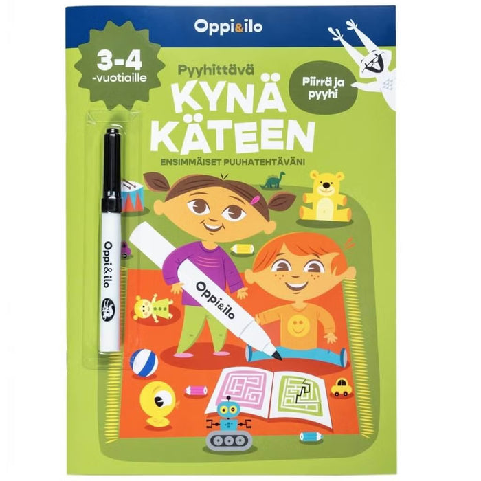 Oppi&ilo pyyhittävä Kynä käteen -puuhakirja 3-4v