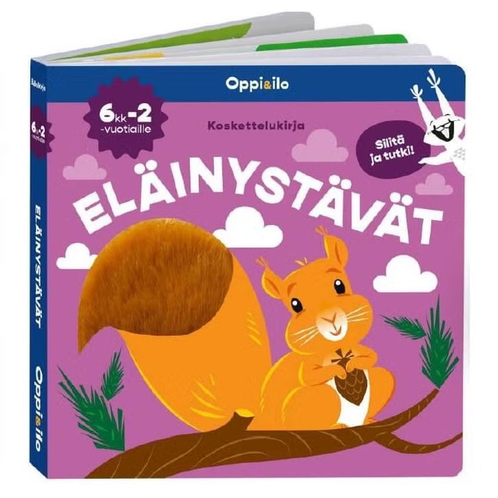 Oppi&ilo Eläinystävät koskettelu kirja