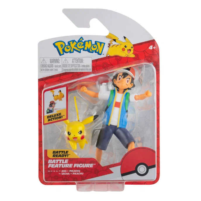 Pokemon Pikachu ja Ash pokemon kouluttaja Battle figuuri