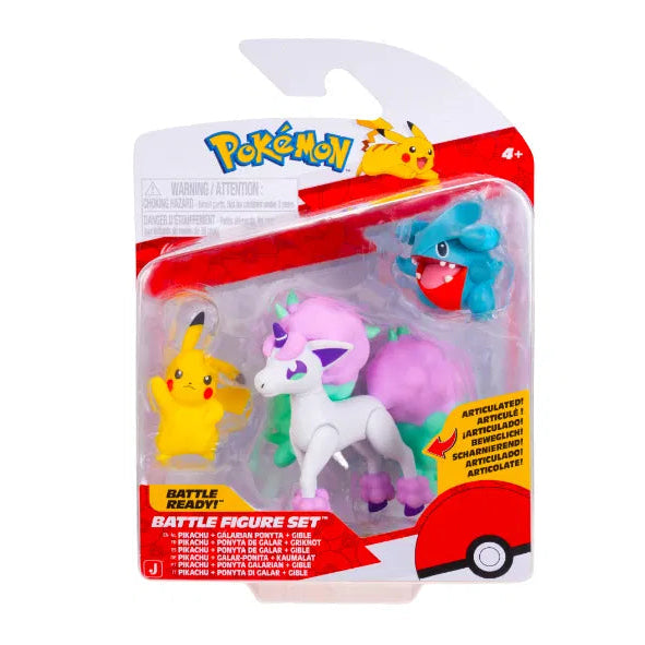 Pokemon Battle figuuri 3-Pack - Ponyta, Pikachu, Gible