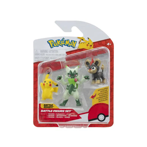 Pokemon Battle figuuri 3-Pack - Litleo + Pikachu + Floragat