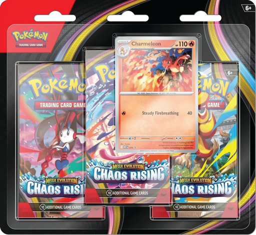 Pokemon Mega Evolution Chaos Rising 3-Pack Blister - Charmeleon - Ennakkotilaus