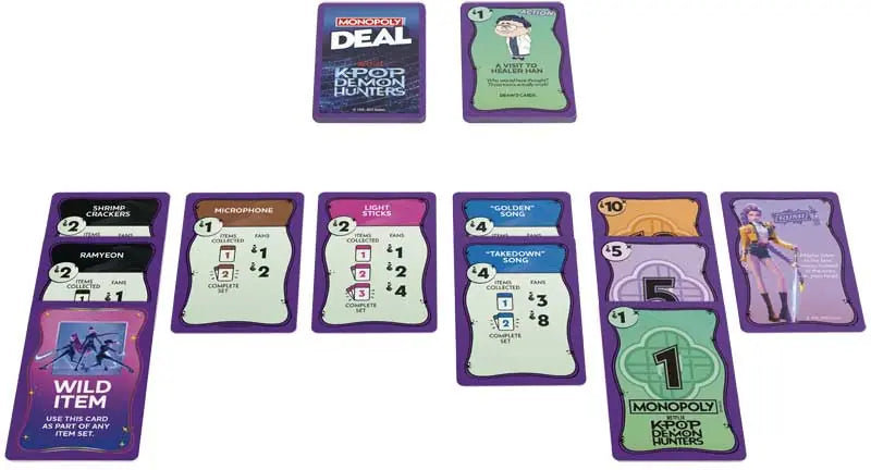 K-Pop Demon Hunters Monopoly Deal pelikortit
