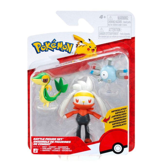 Pokemon Battle figuuri 3-Pack - Snivy, Raboot, Magnemite