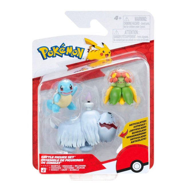 Pokemon Battle figuuri 3-Pack - Squirtle, Greavard, Bellossom