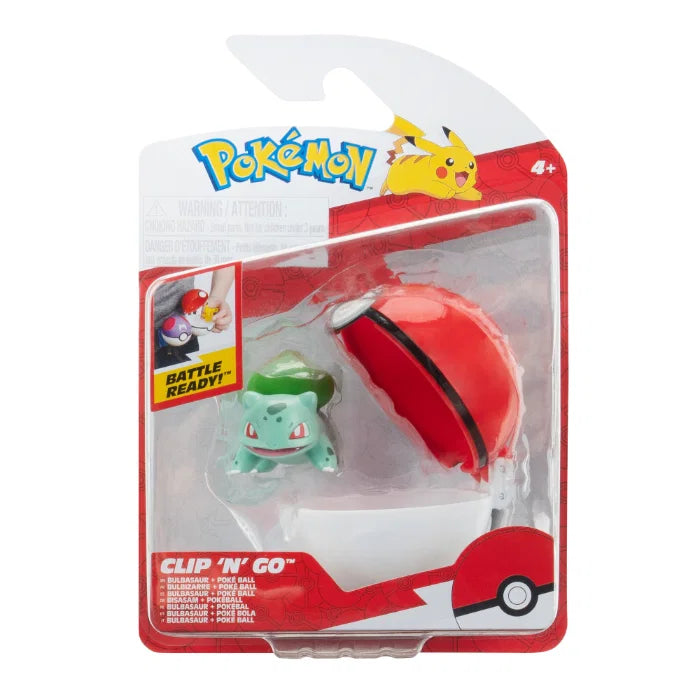 Pokemon Bulbasaur figuuri ja Clip 'n' go poke pallo