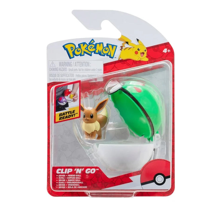 Pokemon Eevee figuuri ja Clip'n' Go - poke pallo