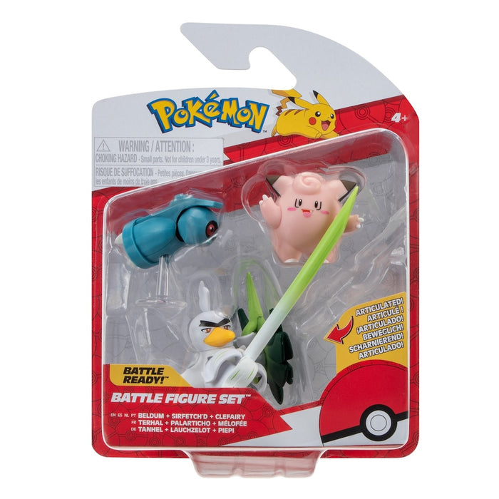 Pokemon Battle figuuri 3-Pack - Beldum + Sirfetch'd + Clefairy