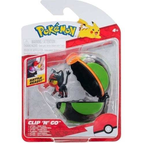 Pokemon Litten figuuri ja Clip'n' Go - poke pallo