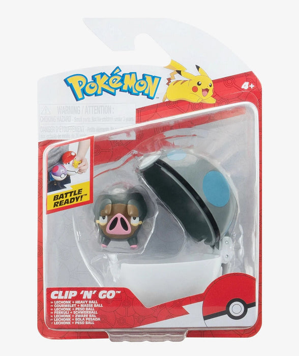 Pokemon Lechonk figuuri ja Clip'n' Go - poke pallo