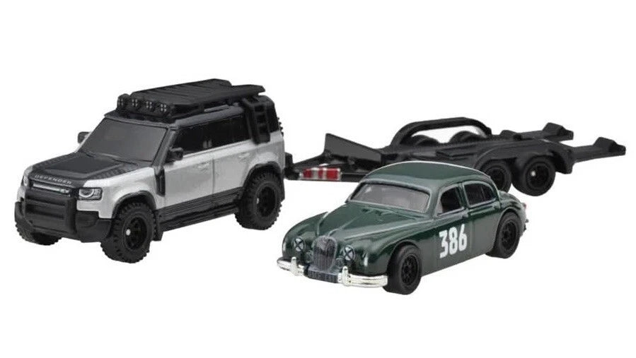Hot Wheels Premium Team Transport; Jaguar MK1 2023 Land Rover Defender 110 #74