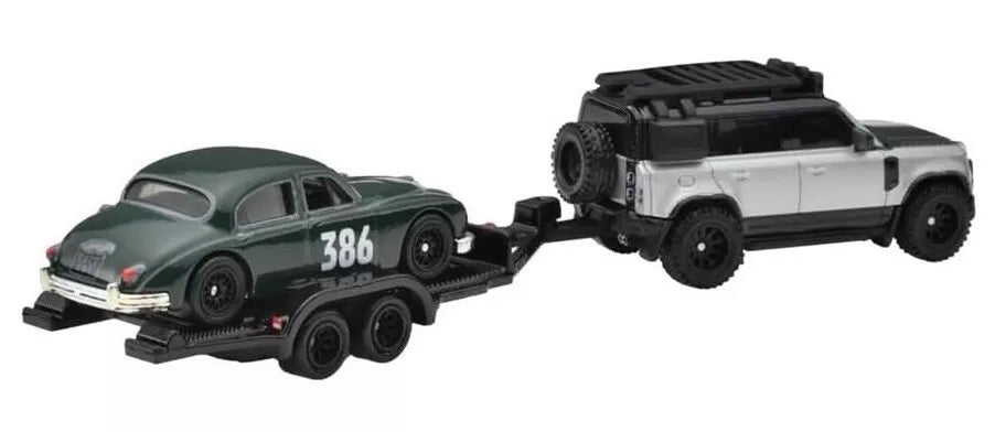 Hot Wheels Premium Team Transport; Jaguar MK1 2023 Land Rover Defender 110 #74