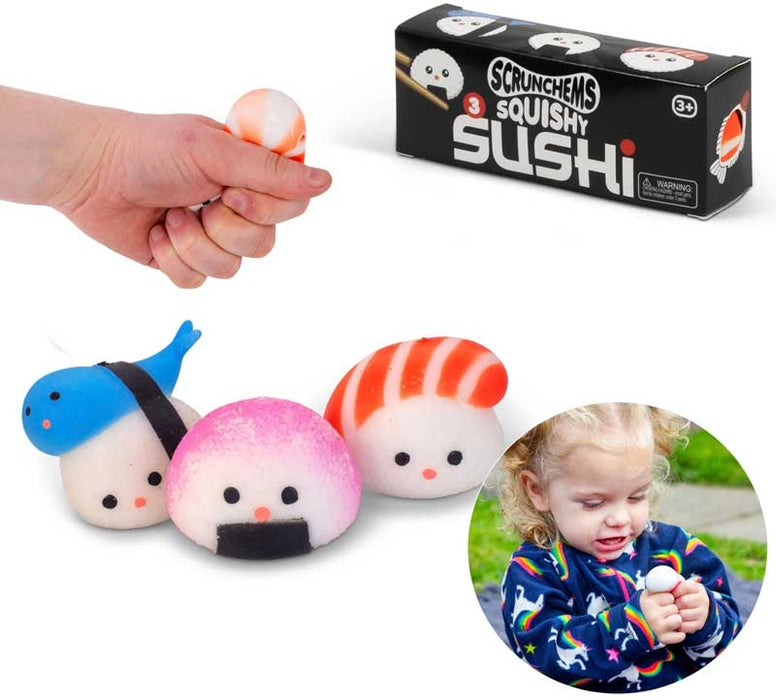 Scrunchems Squishy Sushi 3kpl puristelu fidget lelu