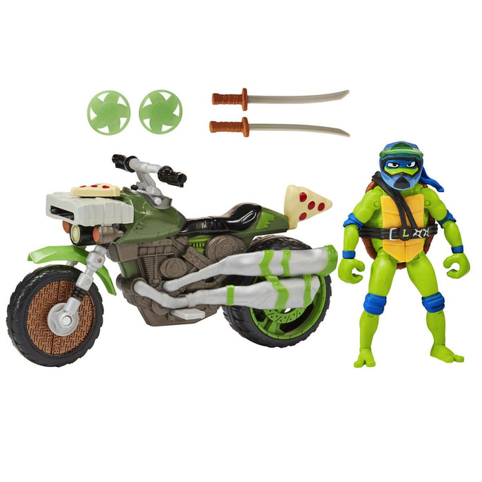 Teenage Mutant Ninja Turtles Mayhem moottoripyörä ja Leonardo