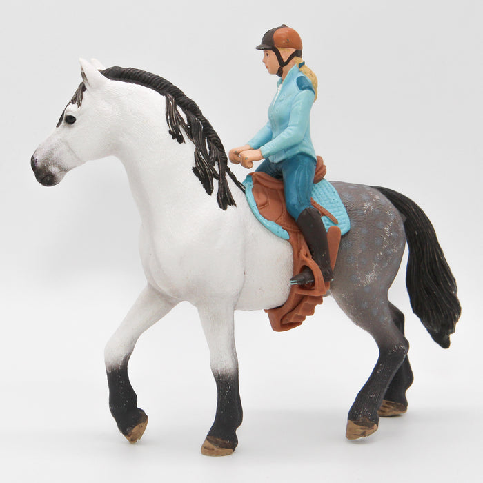 Schleich Andalusian hevonen, satula ja ratsastaja