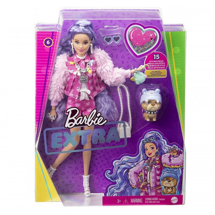 Barbie Extra Pop Styling nukke ja Bulldog koira