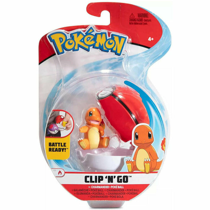 Pokemon Charmander figuuri ja Clip'n' Go - poke pallo