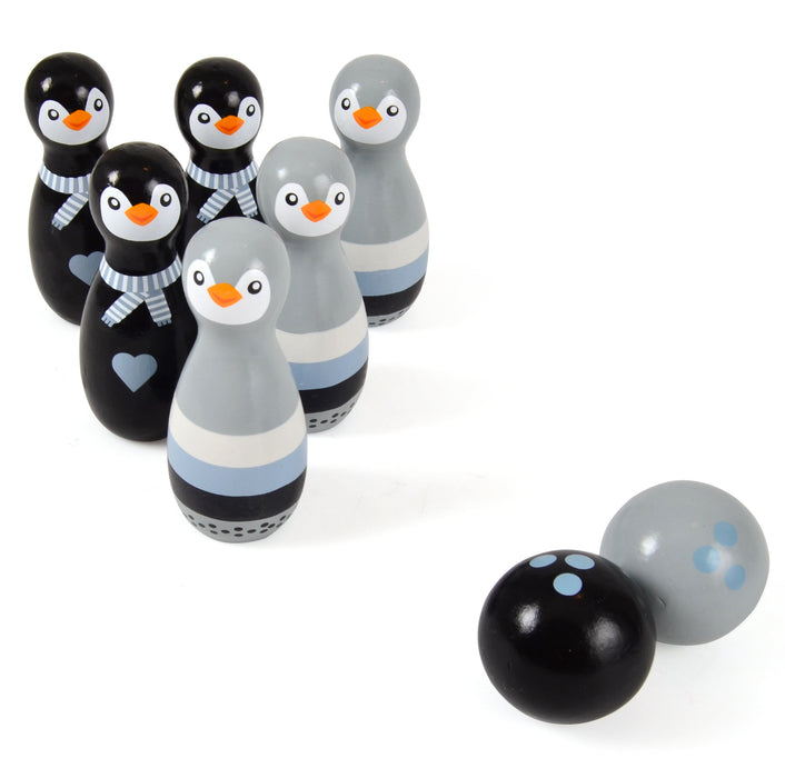 Magni puinen pingviini keilasetti