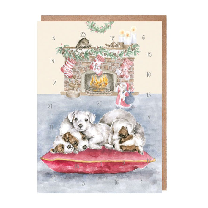 Wrendale Designs Joulukalenteri kortti A5 - Koiranpennut