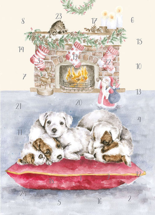 Wrendale Designs Joulukalenteri kortti A5 - Koiranpennut